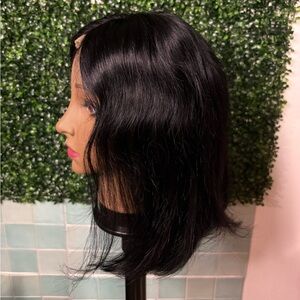 Human Hair Wig Pre cut pre plucked 12 inch
Sleek Black Women's Wig